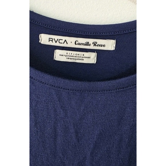 RVCA x Camille Rowe Women Sleeveless Mini Dress Sz S Navy Blue‎ Surf Beach NEW - Picture 3 of 6